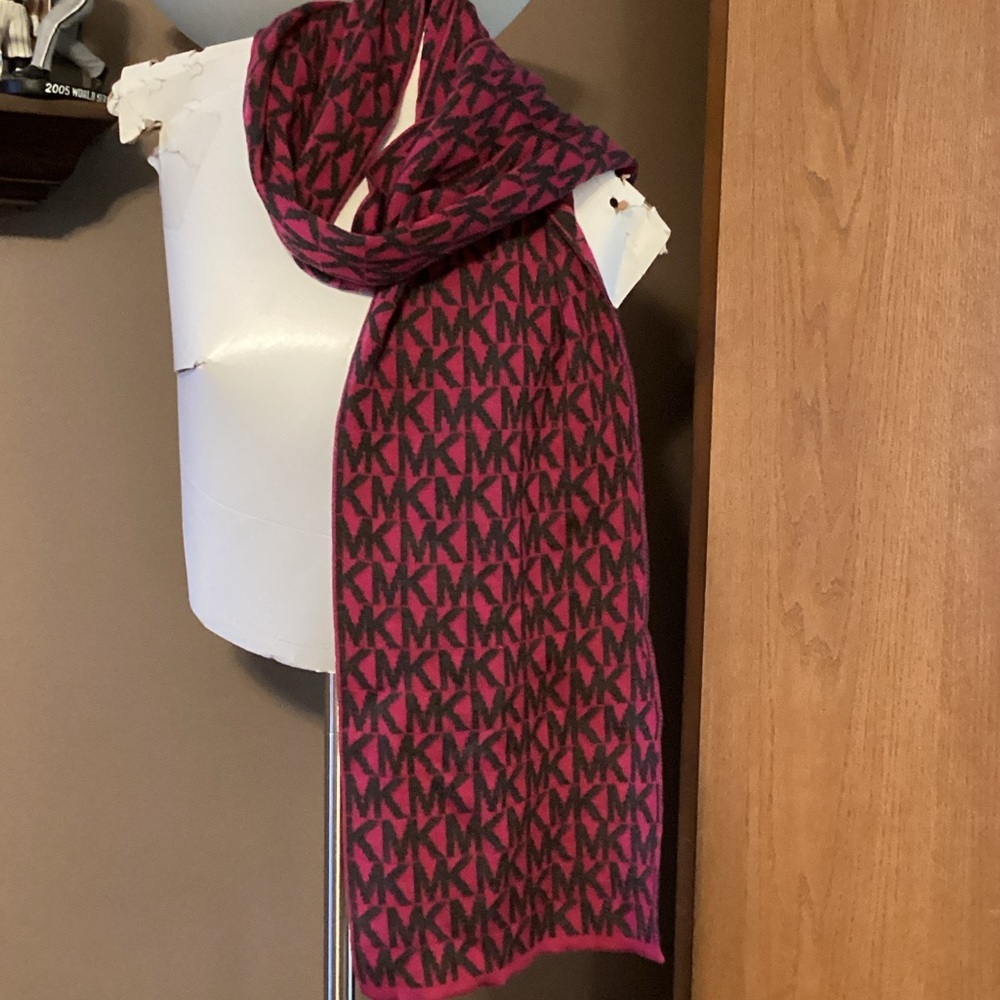 Michael Kors Bold Pink and Black Logo Scarf